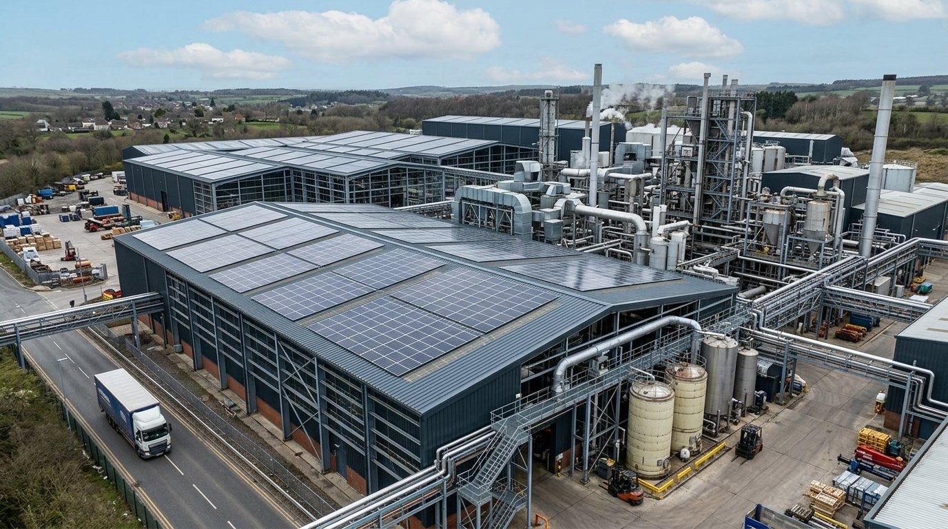 Industrial factory roof solar panel system