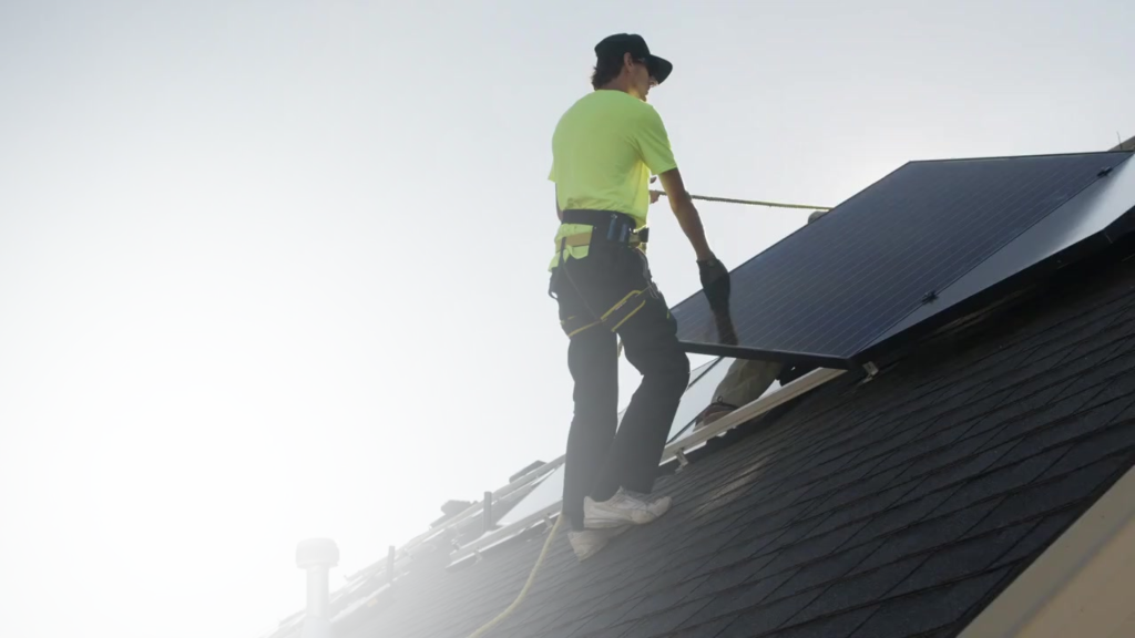 World Solar engineer installing rooftop solar panels